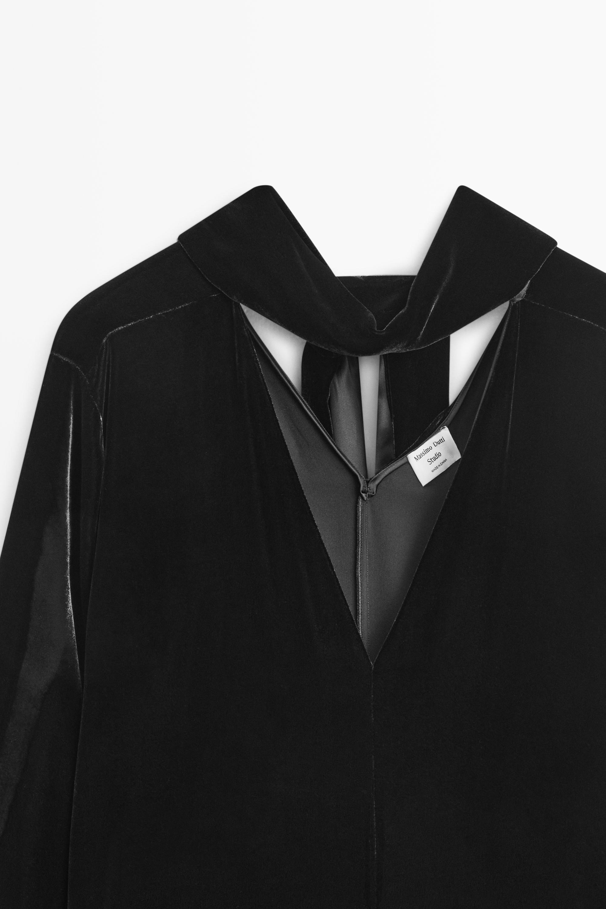 Robe longue velours nœud au col - STUDIO